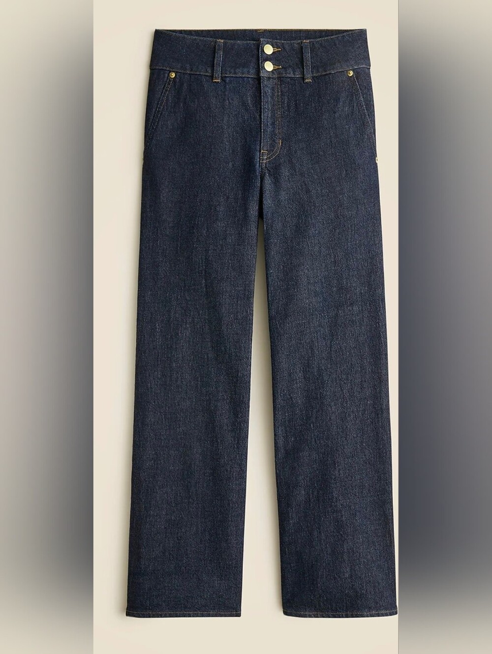J. Crew Slim-Wide Hi Rise Stacked Buttons Trouser Jeans Side Pockets Sz 32 / 14
